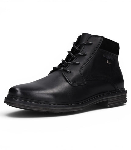 Bugatti Mens Black Leather Lace-up Chukka Ankle Boots - Rigalo Evo