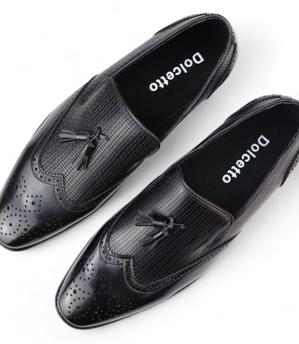 Men's Black Tassel Moccasin Loafers Smart Slip-On Dress Shoes