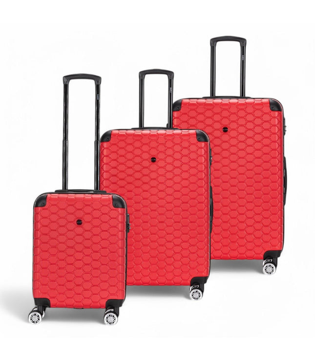 Noda Set of 3 Hard Shell Suitcase in Red