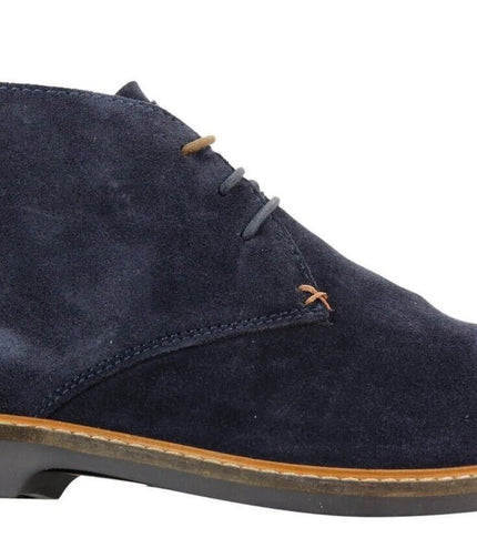 Mens Navy Suede Lace Up Chukka Boots