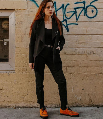 TUK Pointed Creeper Sneaker Orange Cow Suede Platform Shoes - A9182