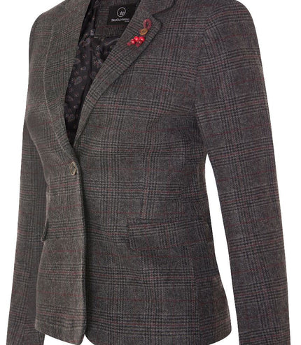 Womens Tweed 1920s Herringbone Charcoal Blazer