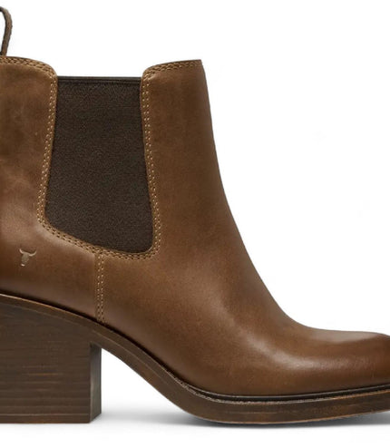 Windsorsmith Womens Tan Classic Leather Platform Ankle Chelsea Boots - Varsity