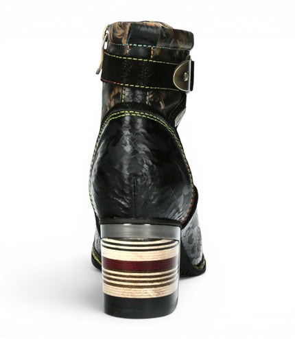 Laura Vita Women's Victorian Floral Black Leather Lace-Up Ankle Boots - Idcorao-10