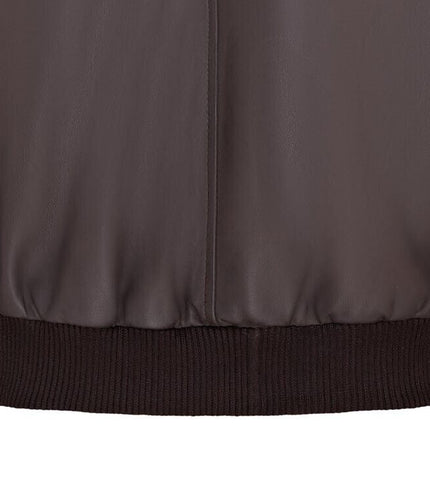Mens Soft Leather MA-1 Varsity Bomber Jacket - Brown