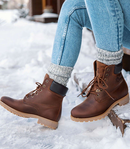 Panama Jack 03 Ladies Brown Waterproof Leather Lace Up Hiking Ankle Boots
