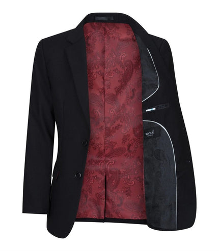 Boys 3 Piece Plain Black Classic Retro Suit