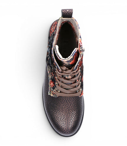 Laura Vita Women's Gothic Victorian Floral Bronze Leather Lace-up Boots - Cocrailo-47