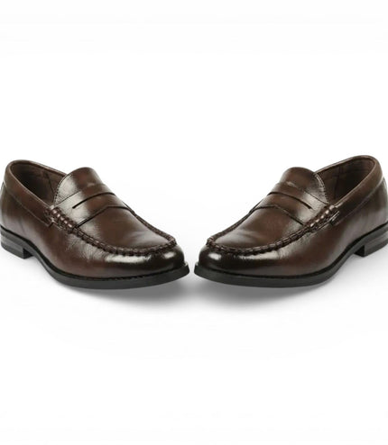 Mens Brown PU Leather Formal Dress Penny Loafers Casual Shoes