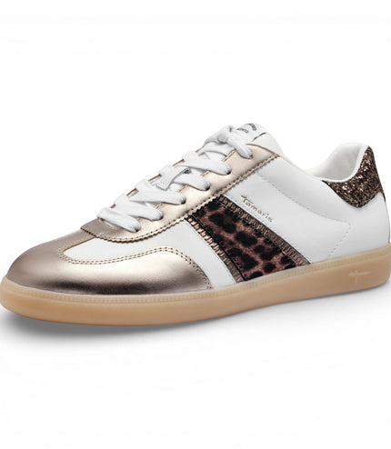 Tamaris Women's White Leopard Leather Trainers Sneaker Shoes