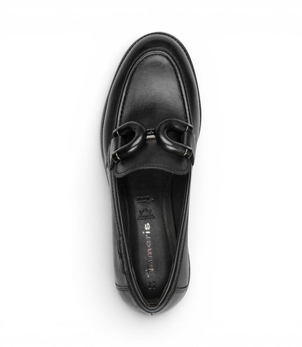 Tamaris Women's Black Leather Loafer Comfort Shoes - 24740-47