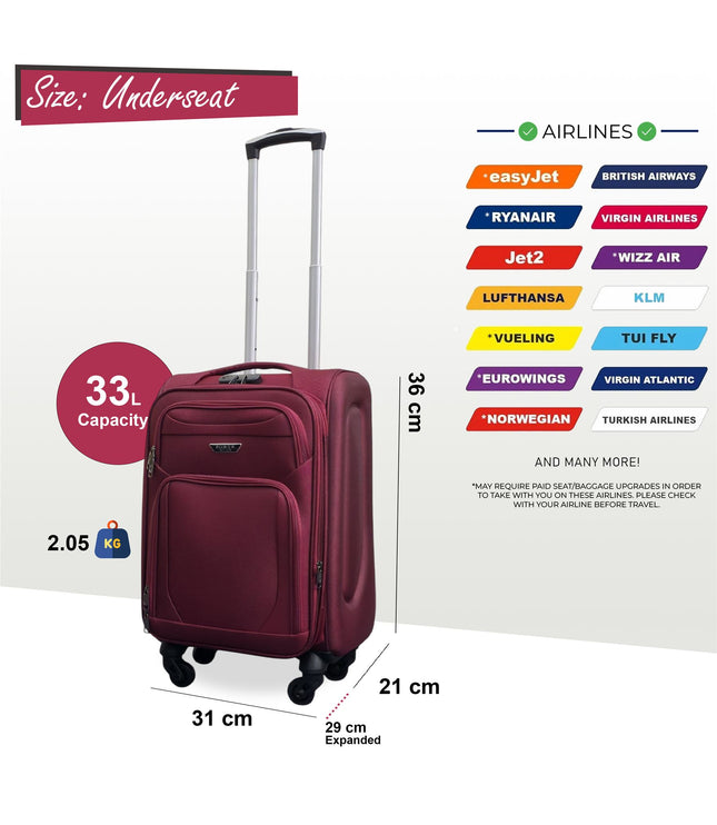 Nagoya Unserseat Soft Shell Suitcase in Wine