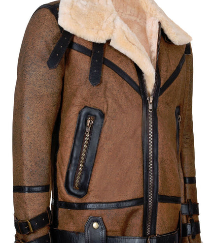 Mens Brown Vintage Pilot B3 Sheepskin Jacket- KNOXVILLE