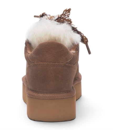 Women’s Chestnut Brown Genuine Sheepskin Fur-Lined Winter Wedge Trainers - Moonstone