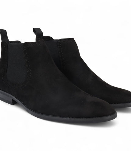 Men's Black Suede Chelsea Boots Real Leather Lined Slip-On