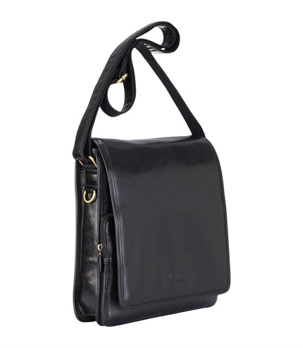 Leather Vintage Black Messenger Shoulder Crossbody Travel Business Bag - Ranger