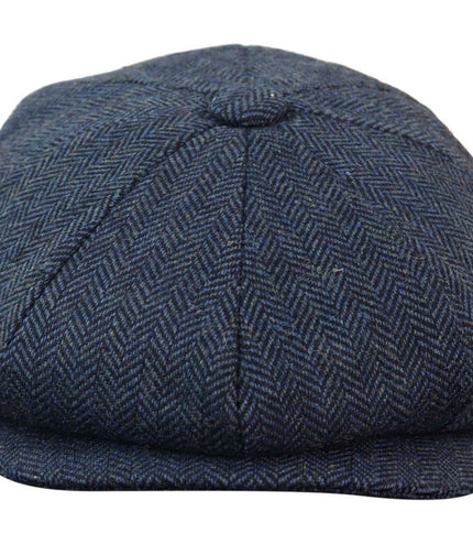 Mens Peaky Blinders Blue Tweed Gatsby Flat Baker Hat