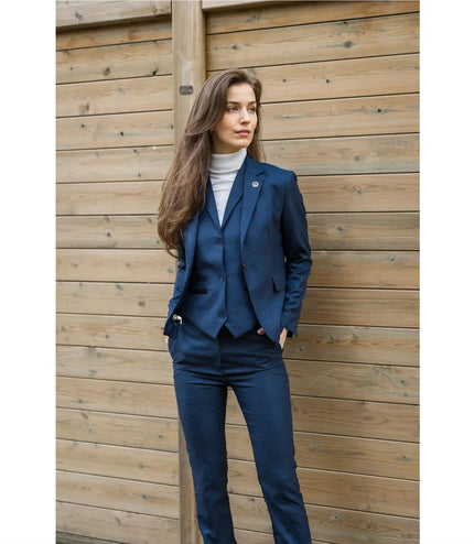 Women's Navy Three-Piece Tailored Fit Suit in Prince of Wales Check