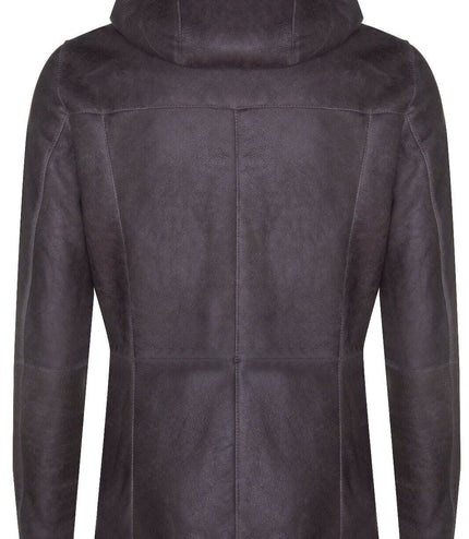 Mens Sheepskin Hooded Parka Coat-Alafaya