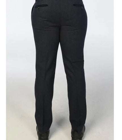 Men's Navy Blue Wool Blend Tweed Formal Trousers