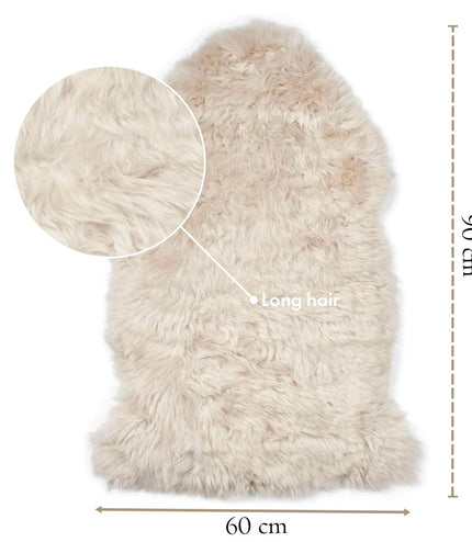 Genuine Cream Linen Sheepskin Natural Silky Soft Fluffy Real Wool Rug