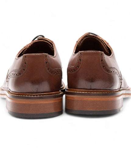 Chapman & Moore Men's Brown Leather Derby Brogue Oxford Dress Shoes