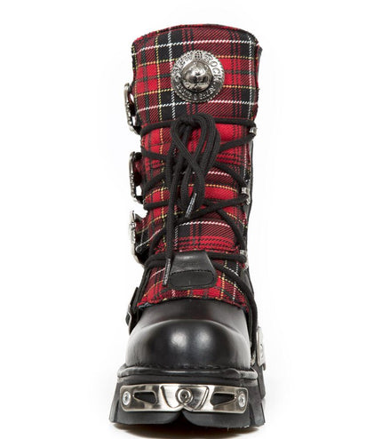New Rock Tartan Leather Gothic Boots - 391T-S1