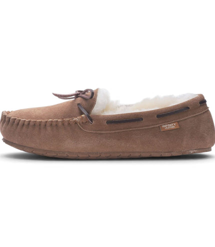 Men’s Chestnut Tan Genuine Sheepskin Moccasin Winter Slippers - Flint