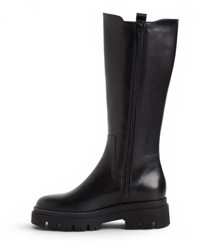 Tamaris Women’s Black Leather Knee High Platform Heel Long Boots - 25608-41