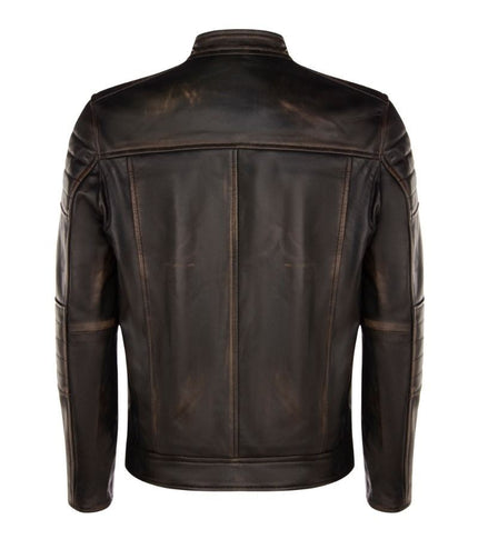 Mens Vintage Leather Retro Biker Jacket - Milan
