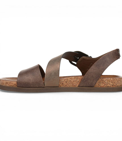 Blowfish Malibu Women's Brown Silver Footbed Strappy Flat Sandals - Lance