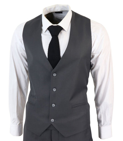 Mens IM1 Classic Plain Charcoal 3 Piece Suit