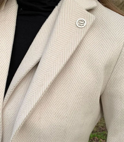 Women's Cream 2 Piece Set Wool Blend Tweed Blazer Waistcoat