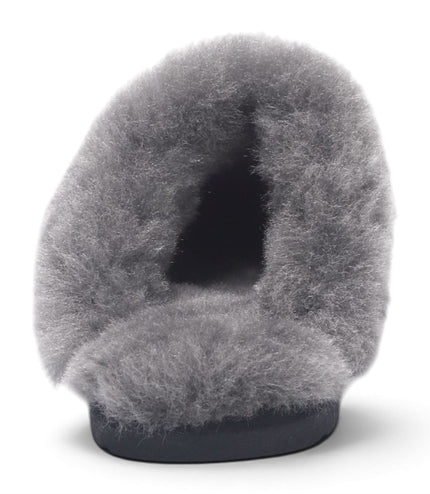 Women's Genuine Sheepskin Black Suede Mule Winter Slippers - Luna