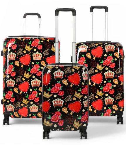 Ballina Set of 3 Hard Shell Suitcase in Black Queen Rosses