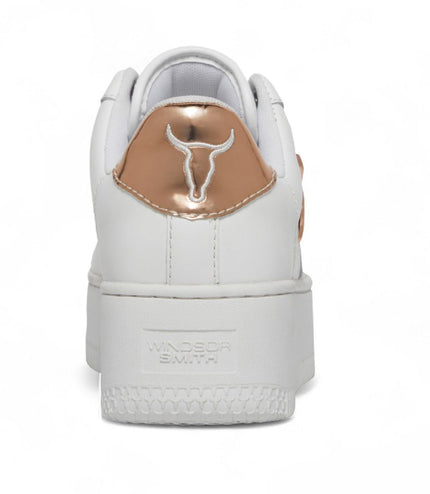 Windsorsmith Womens White Chunky Leather Platform Trainers Sneakers - Rich