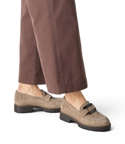 Tamaris Women's Beige Suede Leather Loafer Casual Shoes - 24722-43