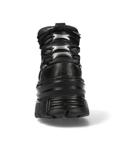 New Rock M-106-C178 Black Tower Gothic Punk Chunky Ankle Boots