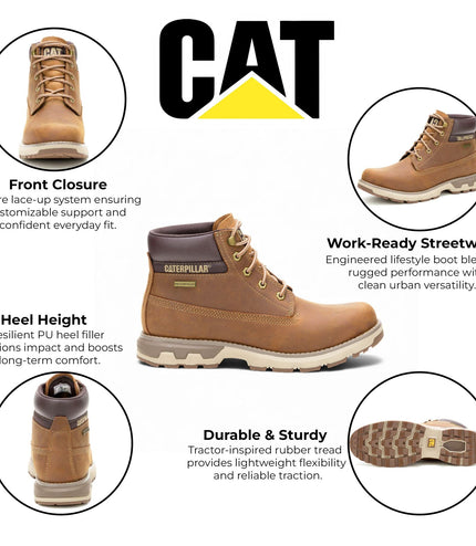 Caterpillar (CAT) Men's Pursue Brown Leather Everyday Work Hiking Ankle Boots