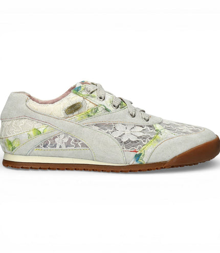 Laura Vita Women's Tivanao-05 Beige Floral Leather Trainers Sneaker Shoes