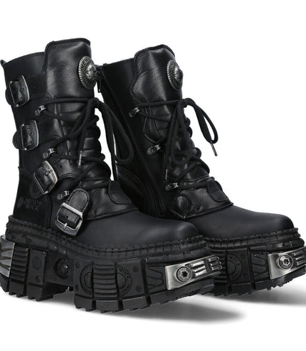 New Rock Mid-Calf Leather Platform Boots-WALL373-S3
