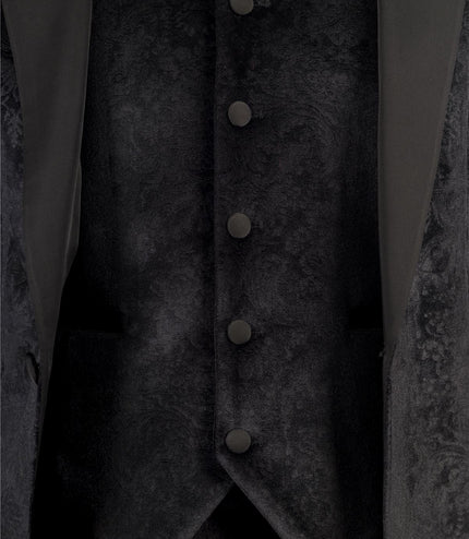 Men's Black 3 Piece Velvet Wedding Tuxedo Formal Suit