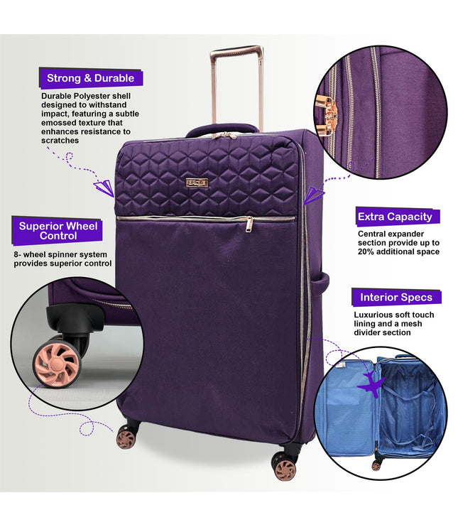 Bexley Medium Soft Shell Suitcase in Purple
