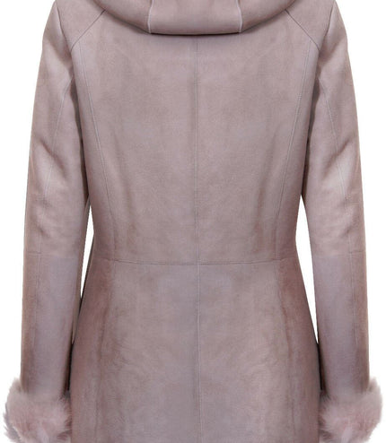 Ladies Suede Merino Sheepskin Coat-Samara - Grey