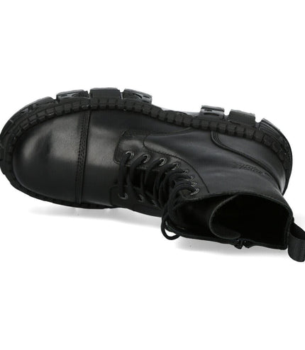 New Rock Black Goth Leather Boots-WALL083C-S5