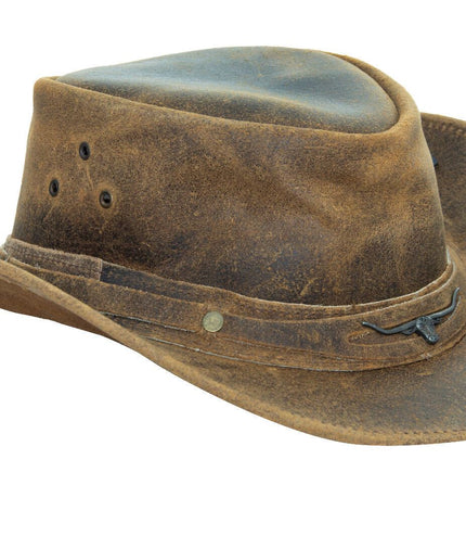 Cowboy Aussie Real Leather Hat Australian Tan Brown Western Outback Bush Hat