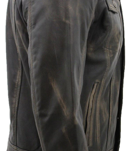 Men's Retro Leather Trucker Jacket-Constantine - Vintage Black