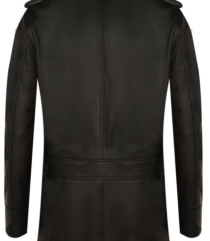 Mens Leather Parka Safari Coat-Mesa Verde - Black
