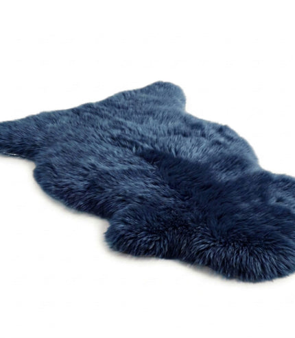 Genuine Diamond Blue Sheepskin Natural Silky Soft Fluffy Real Wool Rug