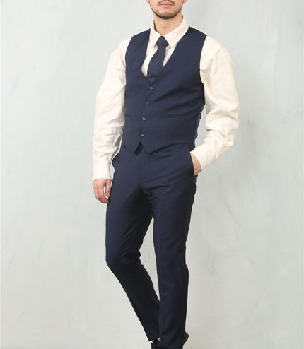 Men's Navy 3 Piece Formal Classic Prom Suit Workwear